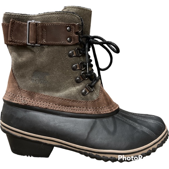Women’s SOREL winter Fancy Lace II boots waterproof rubber suede 9 lined NL2125 - Picture 2 of 5